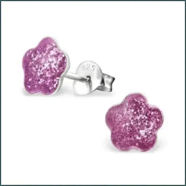 Roze Druzy Bloem Stud Oorbellen In Zilveren Oorbellen Glitter- Product.