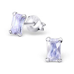 Zilveren Zirkonia Oorbellen Met Lavendel Cubic Zirkonia Vierkante Studs