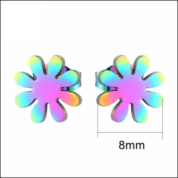 Een paar regenboogkleurige bloemoorbellen