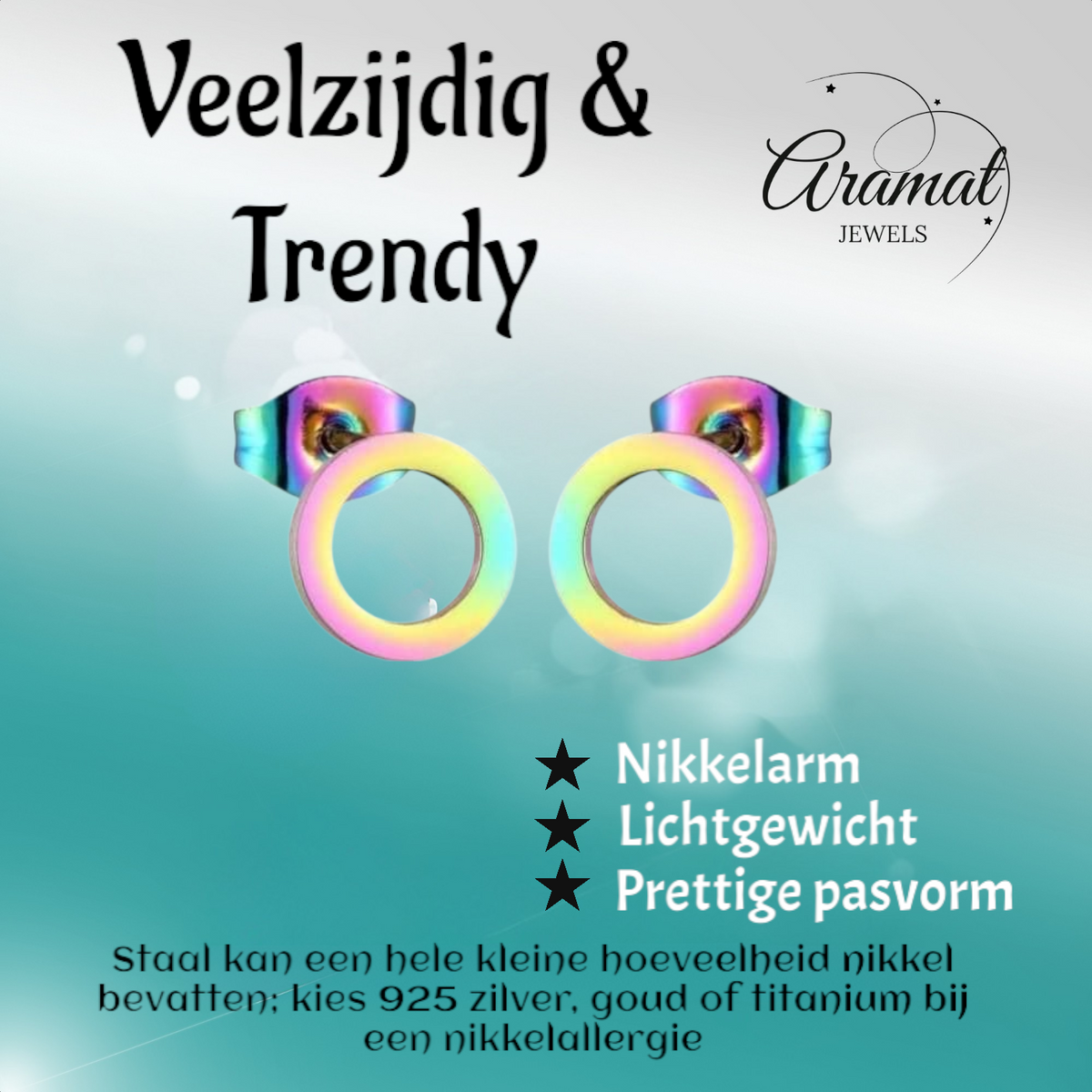 Open Cirkel Oorbellen Multikleur – 9mm