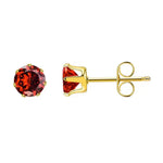 14k Gold Plated Sterling Silver Garnet Earrings By Aramat Jewels - Rode Zirkonia Oorknopjes