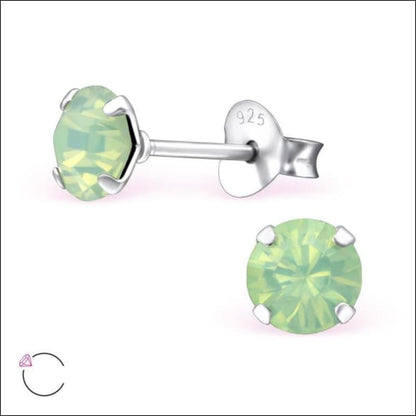 Groene Kubus Oorbellen - Echt Zilveren Kristallen Oorbellen Rond Vanaf 3mm