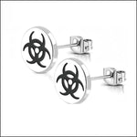 Stalen Ronde Oorstekers met Logo 10mm / Biohazard | Oorbellen