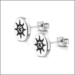 Stalen Ronde Oorstekers met Logo 8mm / Tribal Zon | Oorbellen