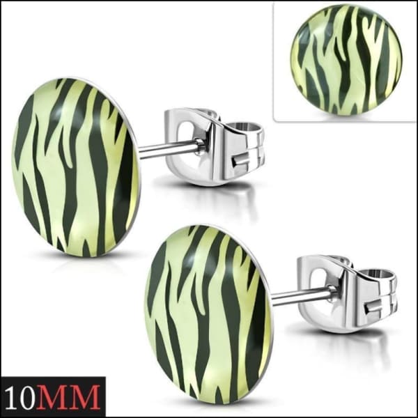 Trendy Zebra Print Oorbellen Wit/zwart-10mm