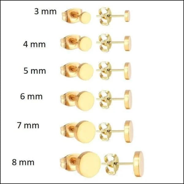 Ronde Oorbellen Zweerknopjes - Hoogwaardig Rvs Goudkleur / 5mm