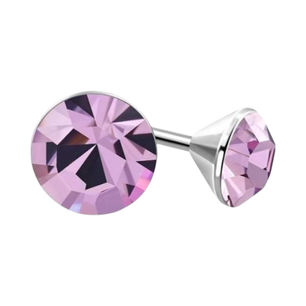 Lila Kristallen Oorstekers – 3mm – RVS