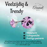 Lila Kristallen Oorstekers – 3mm – RVS