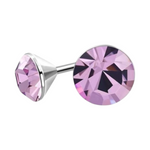 Lila Kristallen Oorstekers – 3mm – RVS