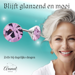 Lila Kristallen Oorstekers – 3mm – RVS
