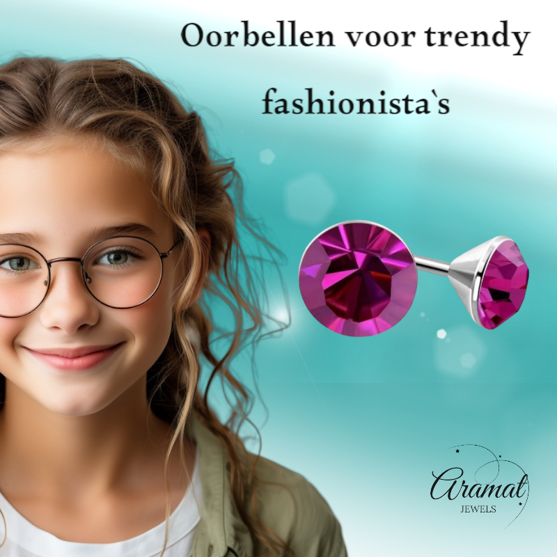 Roze Mini Kristal Oorbellen – 3mm – RVS