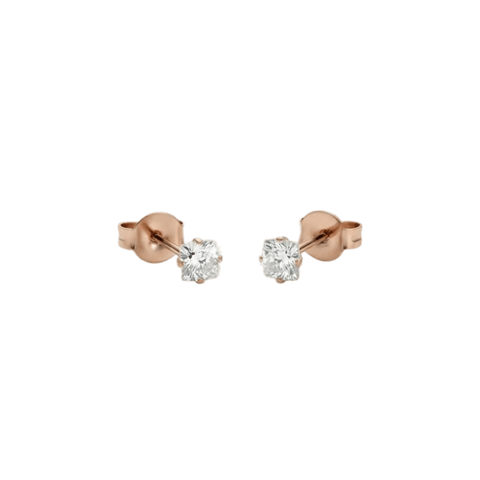 Oorbellen – RVS Roségoudkleur met Vierkante Zirkonia (3mm) - Aramat Jewels - Oorbellen - cadeautip