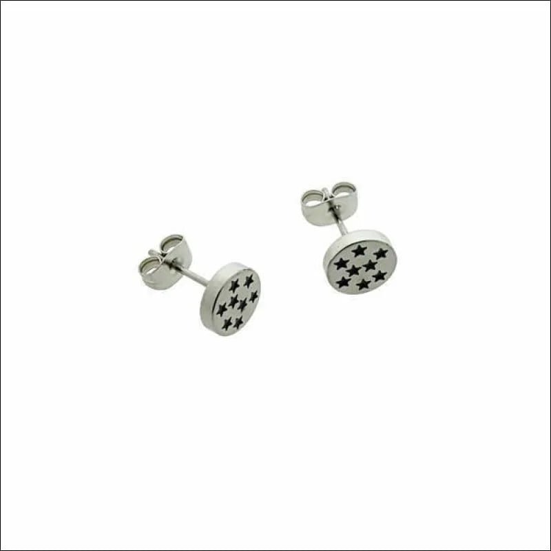 Oorbellen – RVS Sterrenpatroon Zilver/Zwart (8mm) - Aramat Jewels - Oorbellen - cadeautip