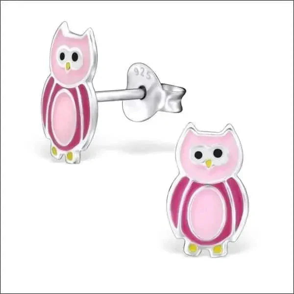 Roze Uiltjes Oorbellen - Zilveren Kinder Oorbellen Uil Van Aramat Jewels®