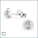 Zilveren Oorbellen Kristal- Stud Earrings Met Heldere Kristal.