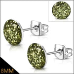 Groene Kristallen Studs Oorstekers Op Glitter Oorstekers Acryl Staal 8mm.