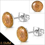 Stud Earrings With Gold Glittered Disc For Glitter Oorstekers Acryl Staal 8mm