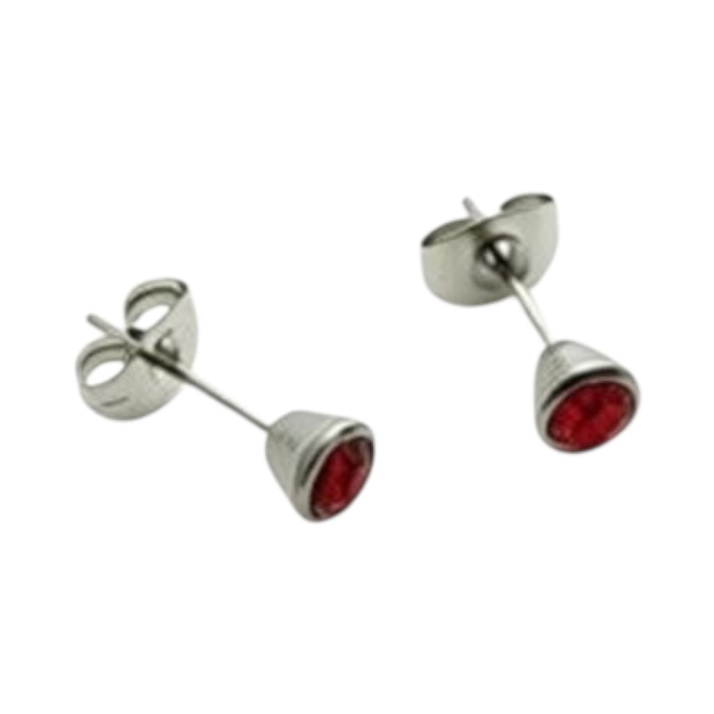 Oorbellen – Staal Kristal Rood (5mm) - Aramat Jewels - Oorbellen - cadeautip