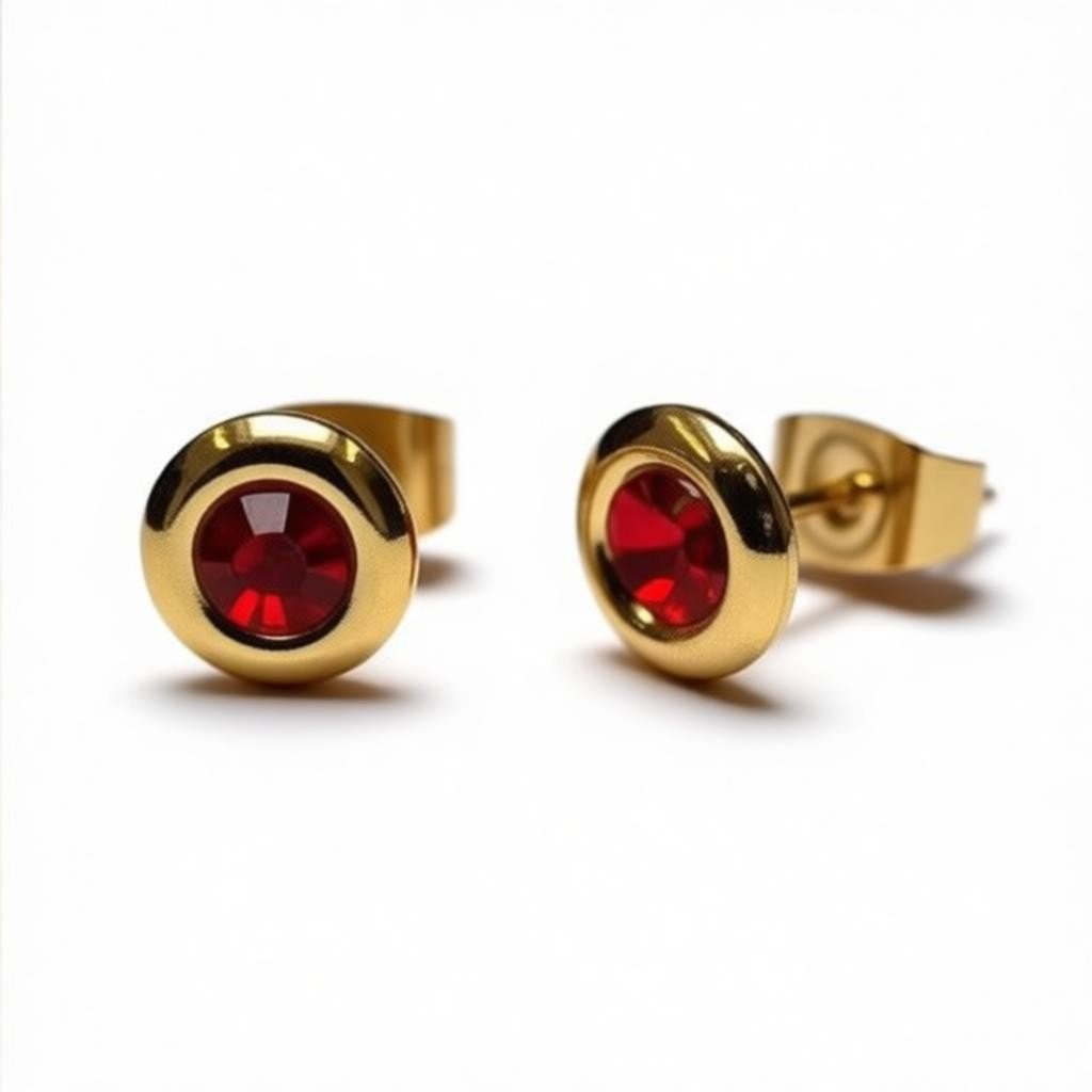Oorbellen – Staal Rode Kristal Goudkleurig (8mm) - Aramat Jewels - Oorbellen - cadeautip