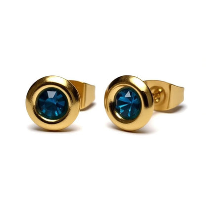 Oorbellen – Staal Zeegroene Kristal Goudkleurig (8mm) - Aramat Jewels - Oorbellen - cadeautip