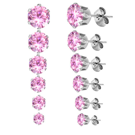 Stalen Oorstekers Aramat Jewels - Roze Zirkonia