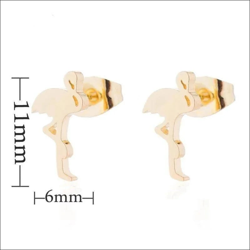 Stalen Dieren Oorbellen Flamingo-goudkleur-11x6mm