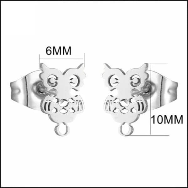 Stalen Dieren Oorbellen Uil-10x6mm