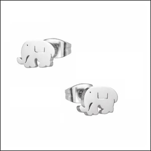 Stalen Dieren Oorbellen Olifant/zilverkleur-10x6mm