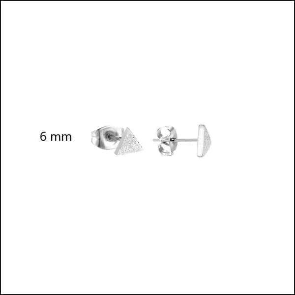 Stalen Oorbellen Met Diamant - Stalen Oorbellen Driehoek-zweerknopjes.