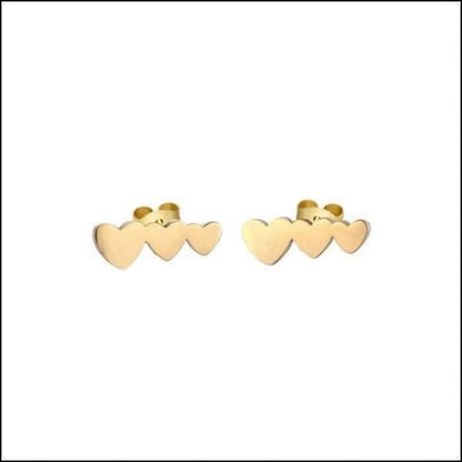 Gouden Hart Oorbellen - Zweerknopjes-oorbellen 3 Hartjes - Aramat Jewels®