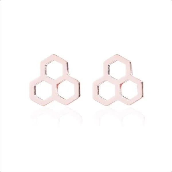 Stalen Honingraat Oorbellen Met 8mm Hexagon Ontwerp.