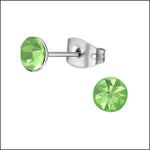 Stalen Kristal Oorbellen Met Groene Studs