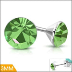 Groene Kristallen Studs Oorbellen - Ronde Stalen Kristal Oorbellen