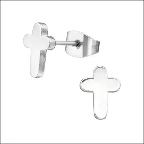 Stalen Kruisjes Oorbellen - Cadeau Zilverkleurig-7x10mm