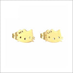 Stalen Oorknopjes met Kattenmotief Hello-kitty-goudkleur-8x10mm / Staal | Oorbellen