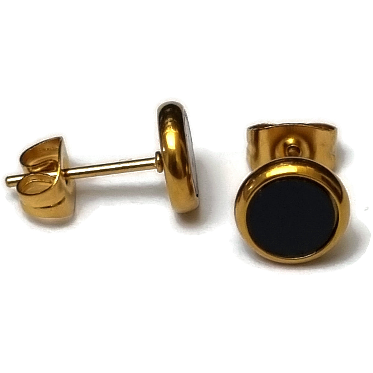 Stijlvolle Gouden En Zwarte Enamel Stud Oorbellen - Chique Stalen Oorbellen Met Schelp