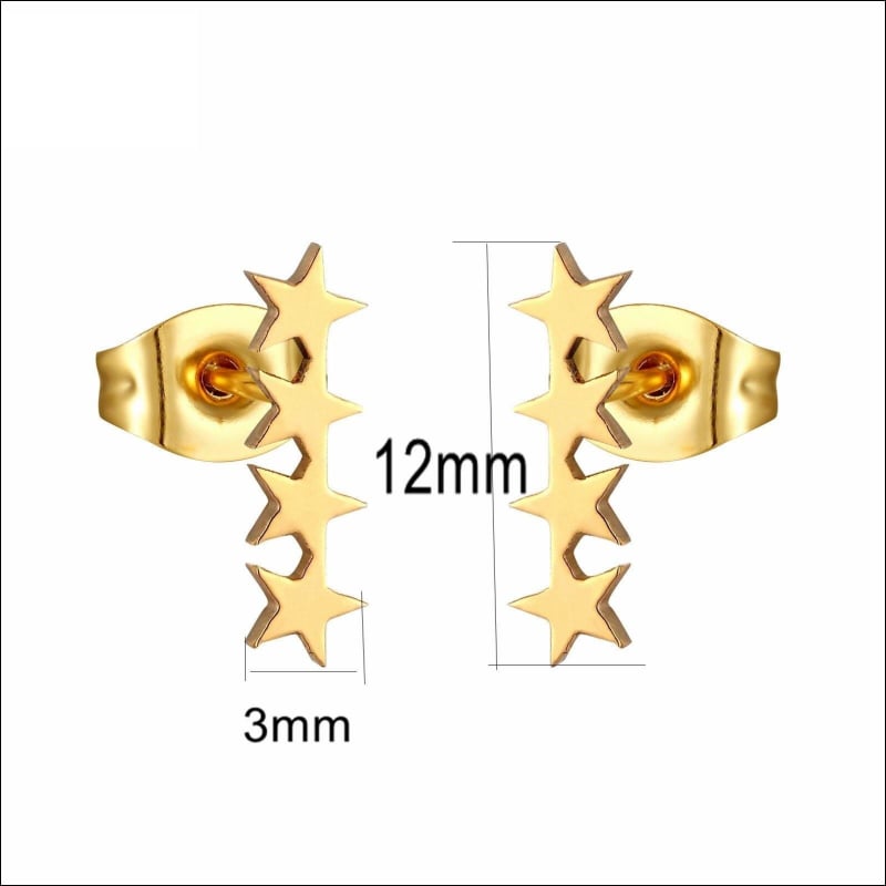 Gouden Ster Oorbellen - Stalen Oorbellen 4 Sterren Zweerknopjes