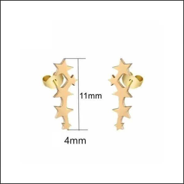 Stalen Sterren Oorknopjes - Verschillende Modellen 5 Sterren-11x4mm | Oorbellen