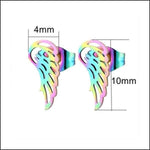 Stalen Vleugel Oorbellen Met Regenboog Ontwerp