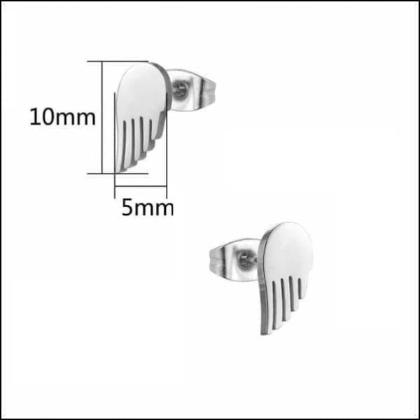 Zilveren Stalen Vleugel Oorbellen Op Een Witte Achtergrond