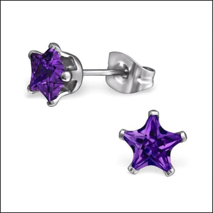 Sterling Silver Star Stud Earrings In Diverse Kleurtjes Steel Zirconia Earrings.
