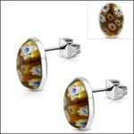 Stud Oorbellen Met Murano Glas Design - Bloemen Oorbellen Murano Glas 16x12mm.