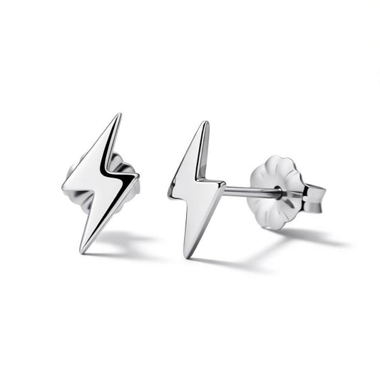 Oorbellen – Titanium Bliksem Flits Zilverkleurig (11x6mm) - Aramat Jewels - Oorbellen - cadeautip