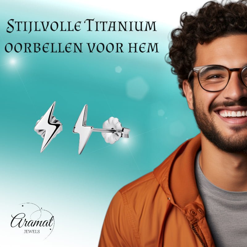 Oorbellen – Titanium Bliksem Flits Zilverkleurig (11x6mm) - Aramat Jewels - Oorbellen - cadeautip