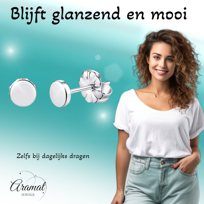 Oorbellen – Titanium Rond Zilverkleurig (5mm) - Aramat Jewels - Oorbellen - cadeautip