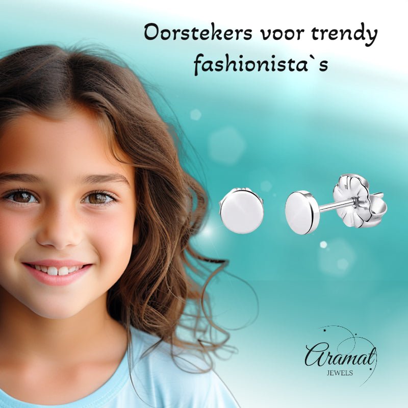 Oorbellen – Titanium Rond Zilverkleurig (5mm) - Aramat Jewels - Oorbellen - cadeautip