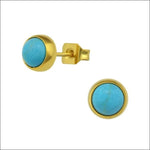 Turquoise Stalen Oorknopjes van Aramat Jewels® 6mm | Oorbellen