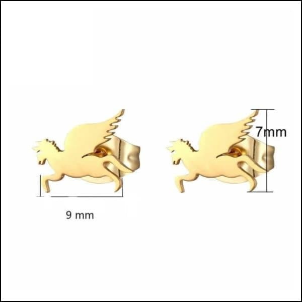 Stalen Eenhoorn Oorbellen Met Gouden Accenten