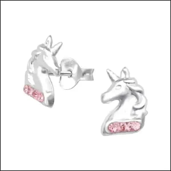 Roze Kristallen In Sterling Oorbellen: Zilveren Unicorn Oorbellen Eenhoorn