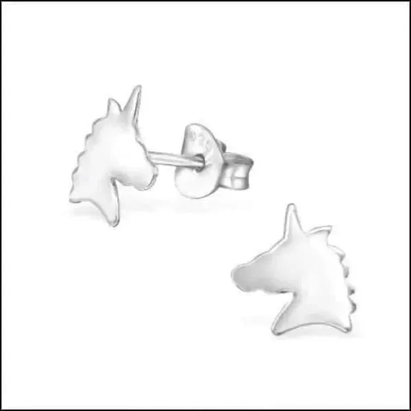 Zilveren Unicorn Oorbellen Met Stervormige Studs